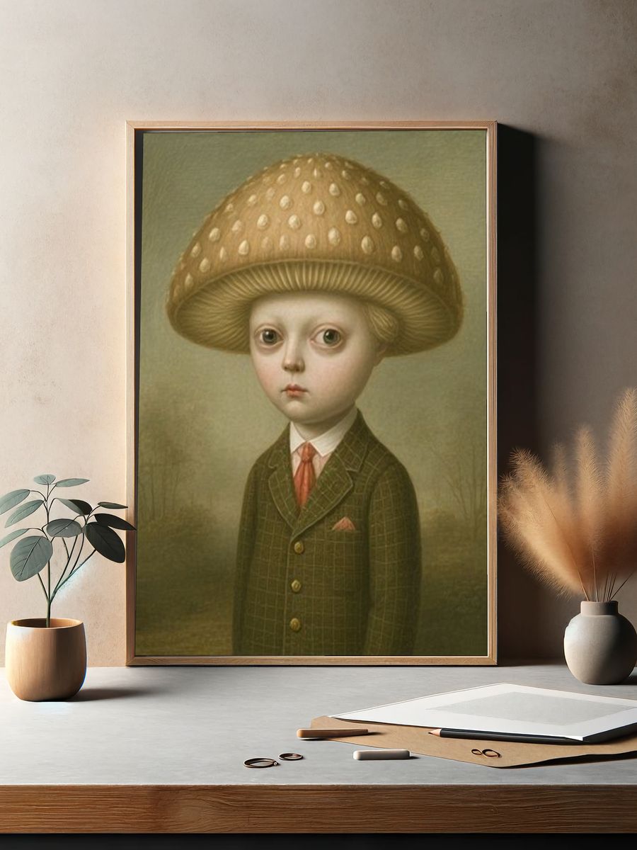 Mushroom Boy Portrait Print. — room view 2