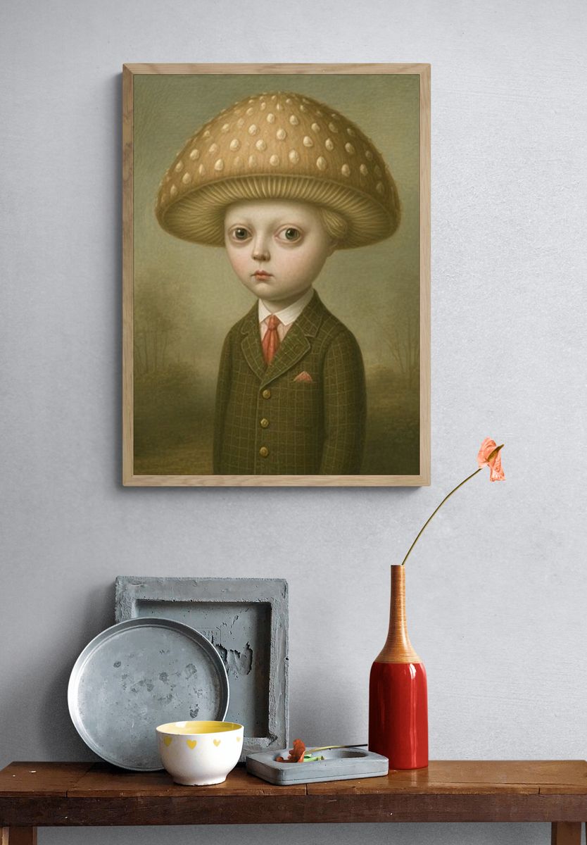 Mushroom Boy Portrait Print. — room view 3