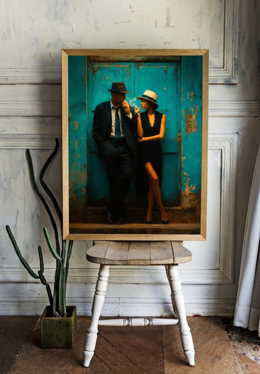Smoky Street Couple Fine-Art Print. — room view 1
