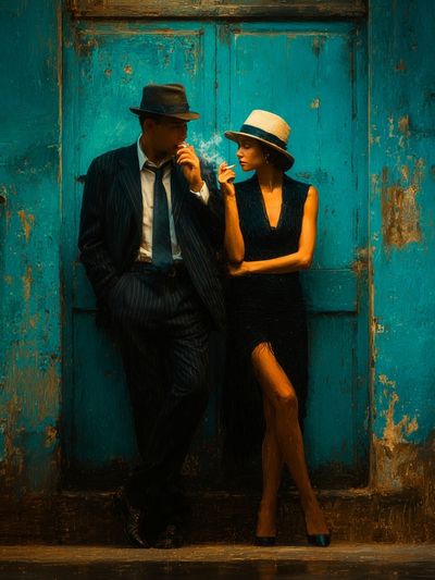 Smoky Street Couple Fine-Art Print. poster print