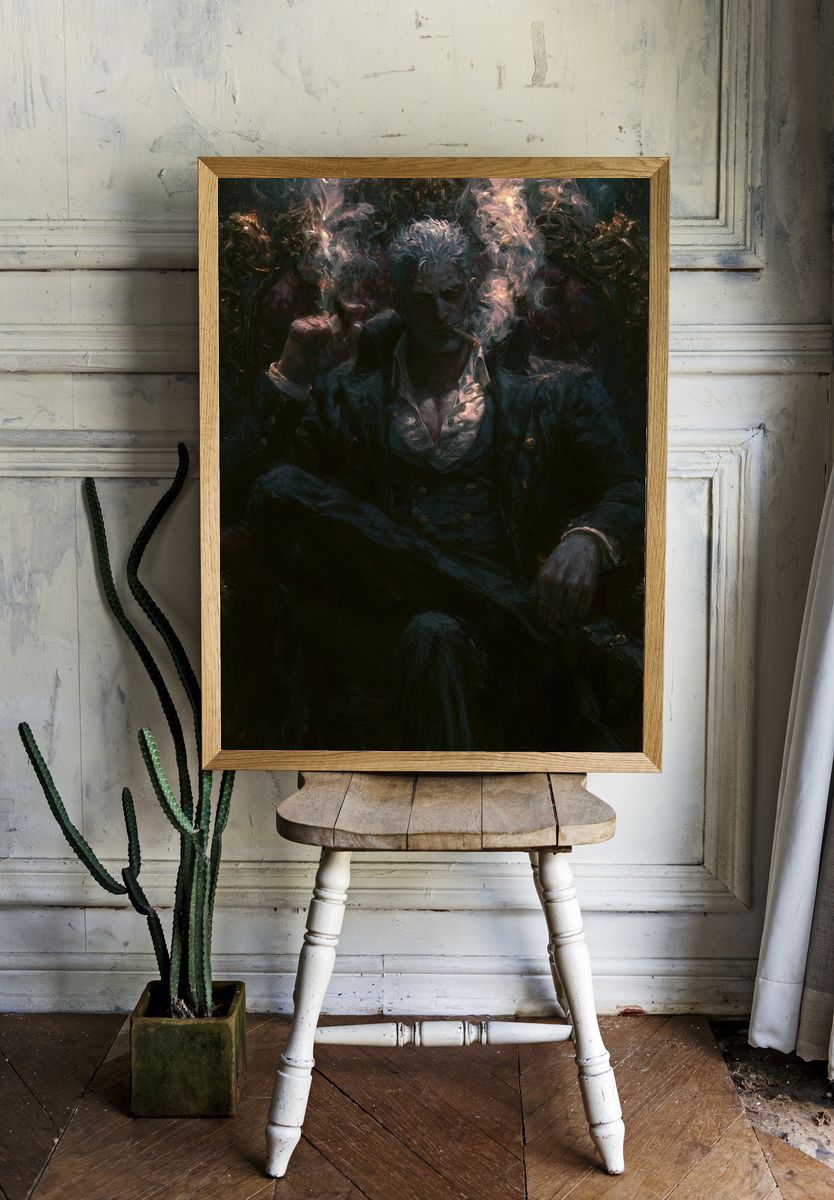 Cigar-Smoking Noir Portrait Poster. — room view 1