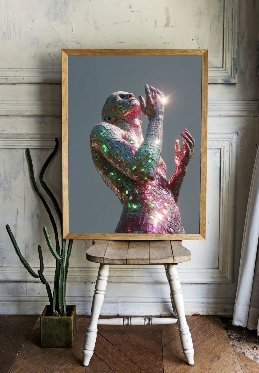 Mirrored Mosaic Figure Poster. — room view 1
