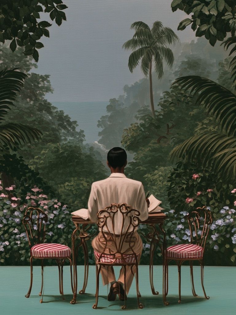 Tropical Garden Reading — Fine-Art Print. poster — fine-art art