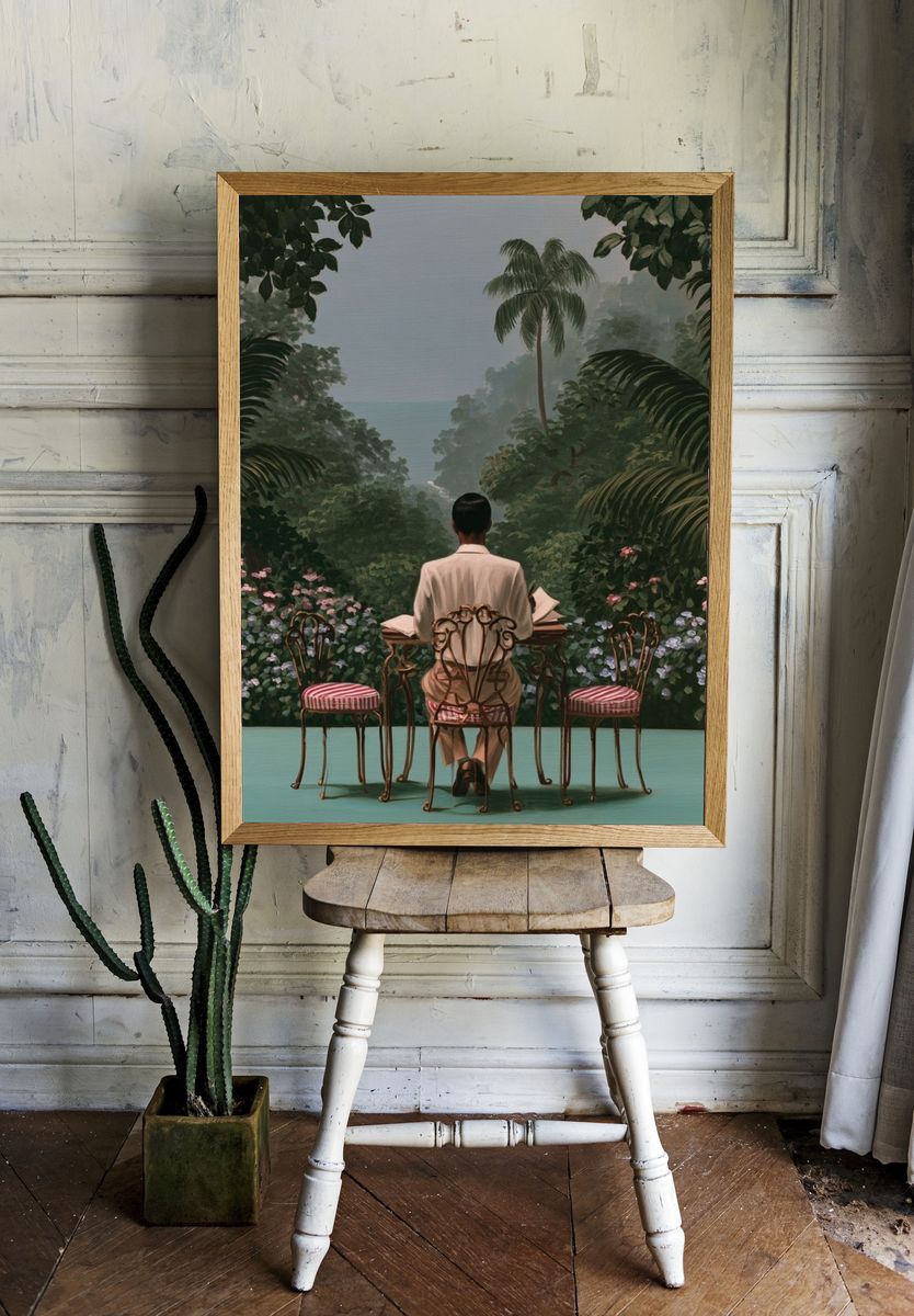 Tropical Garden Reading — Fine-Art Print. — room view 1