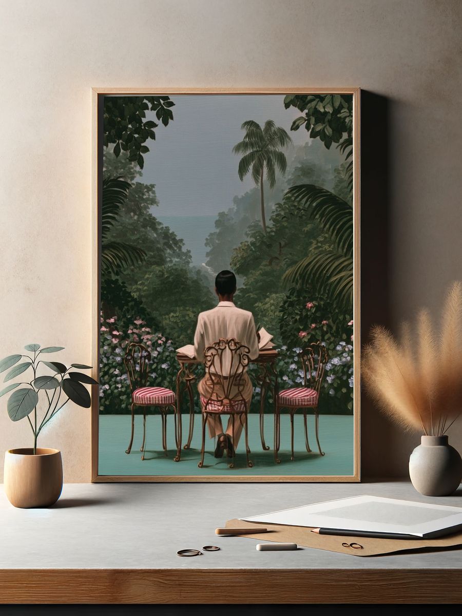 Tropical Garden Reading — Fine-Art Print. — room view 2