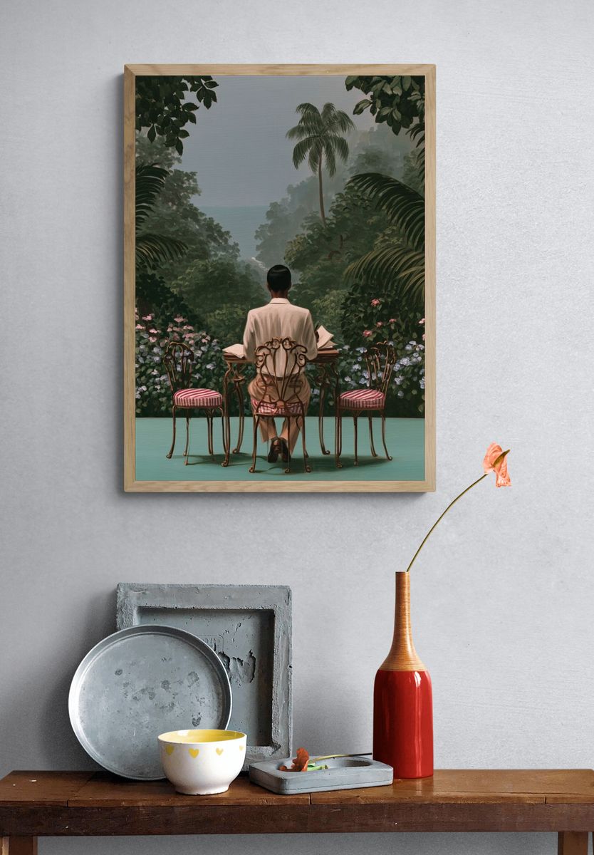 Tropical Garden Reading — Fine-Art Print. — room view 3