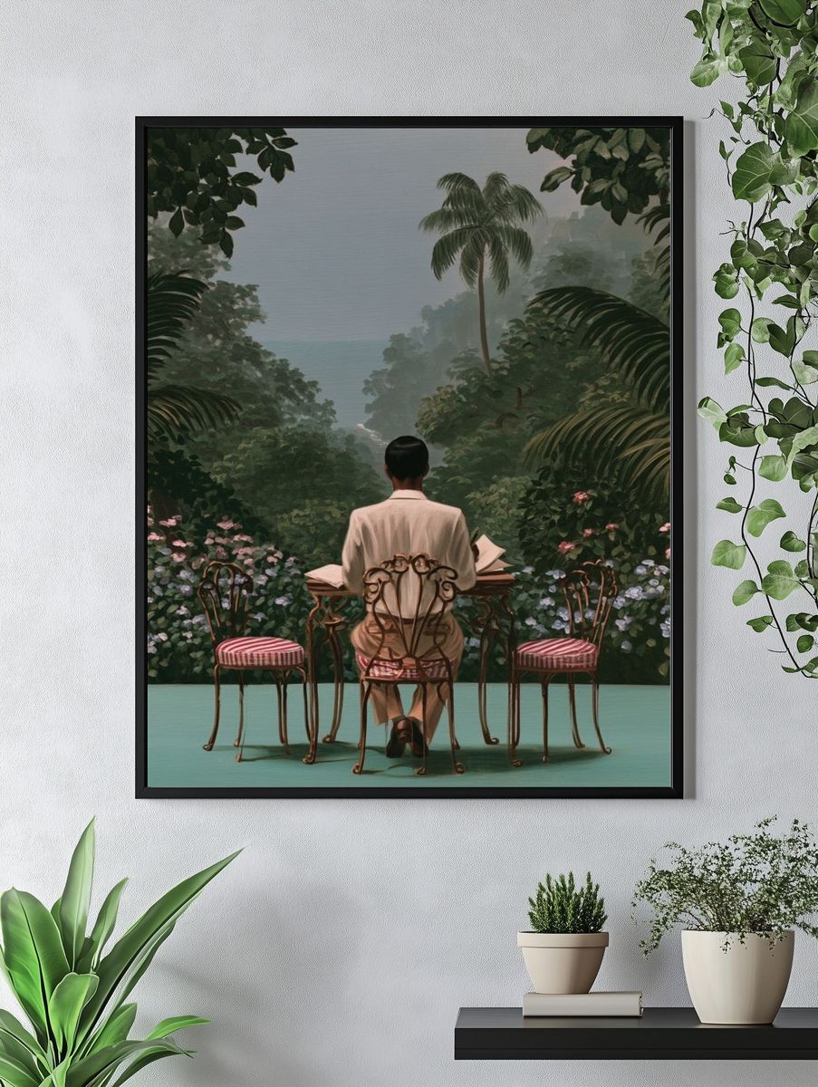 Tropical Garden Reading — Fine-Art Print. — room view 4