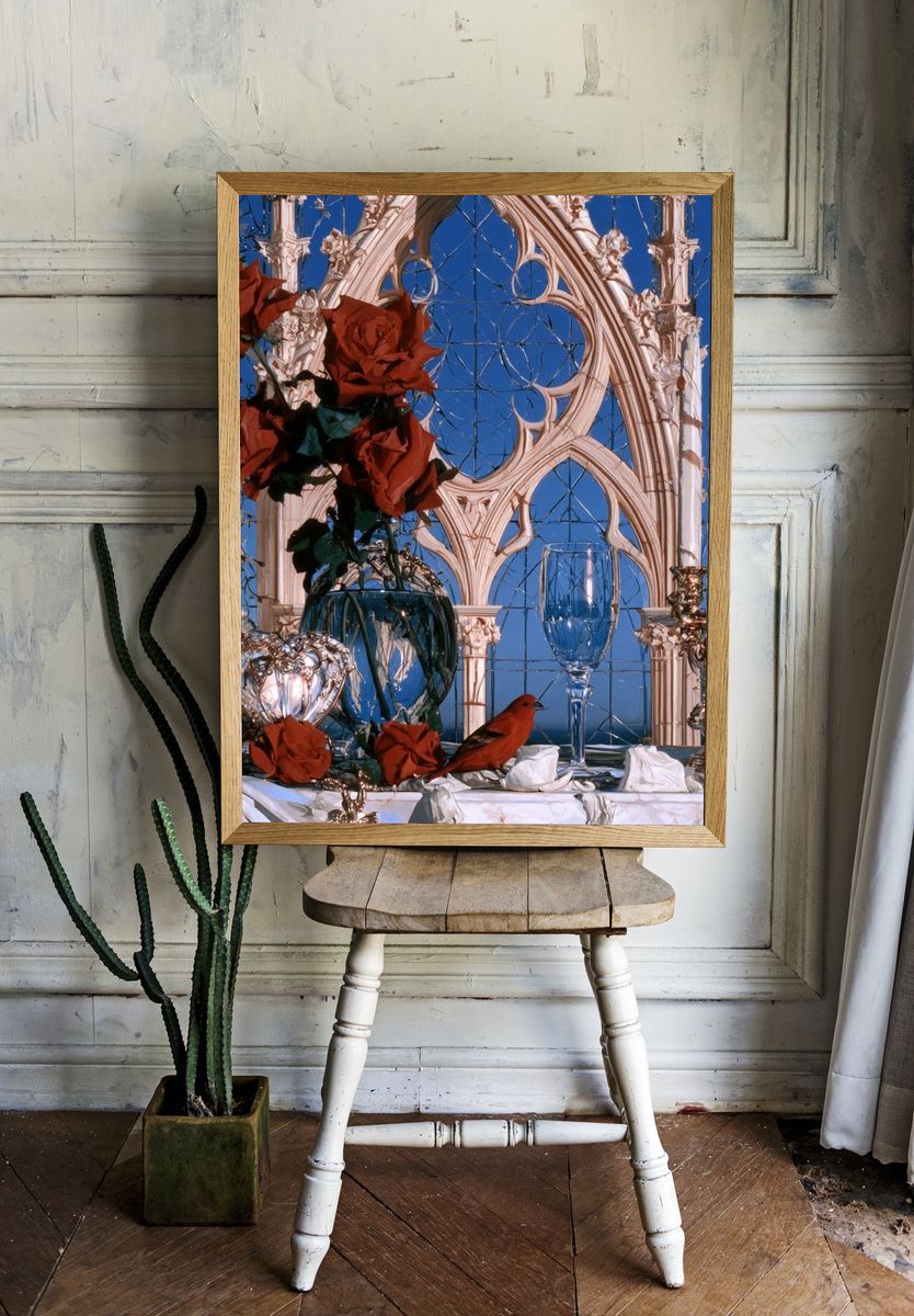 Gothic Roses Still Life Poster. — room view 1