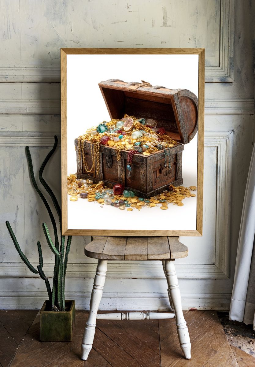 Treasure Chest Still Life Print. room preview