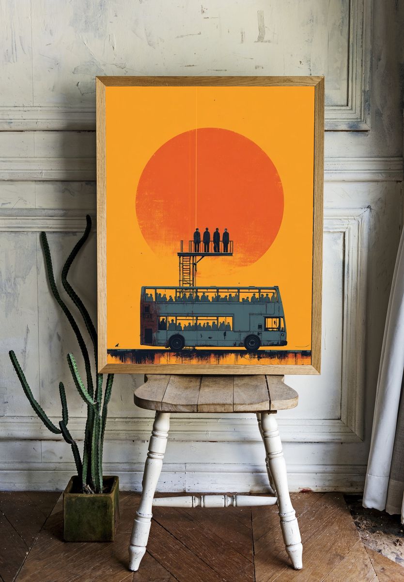 Sunset Bus Stop Surrealism Poster room preview