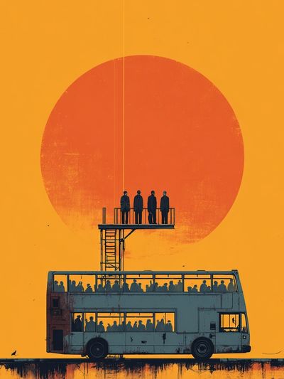 Sunset Bus Stop Surrealism Poster. poster print