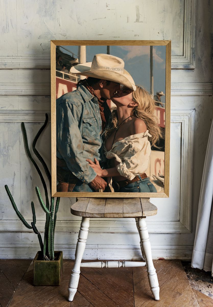 Cowboy Romance — Fine-Art Print. — room view 1