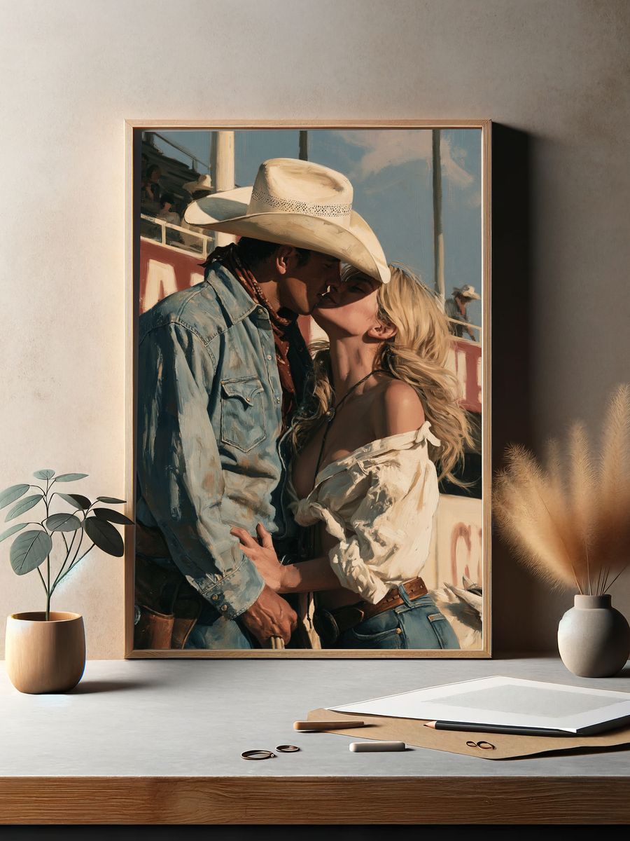 Cowboy Romance — Fine-Art Print. — room view 2