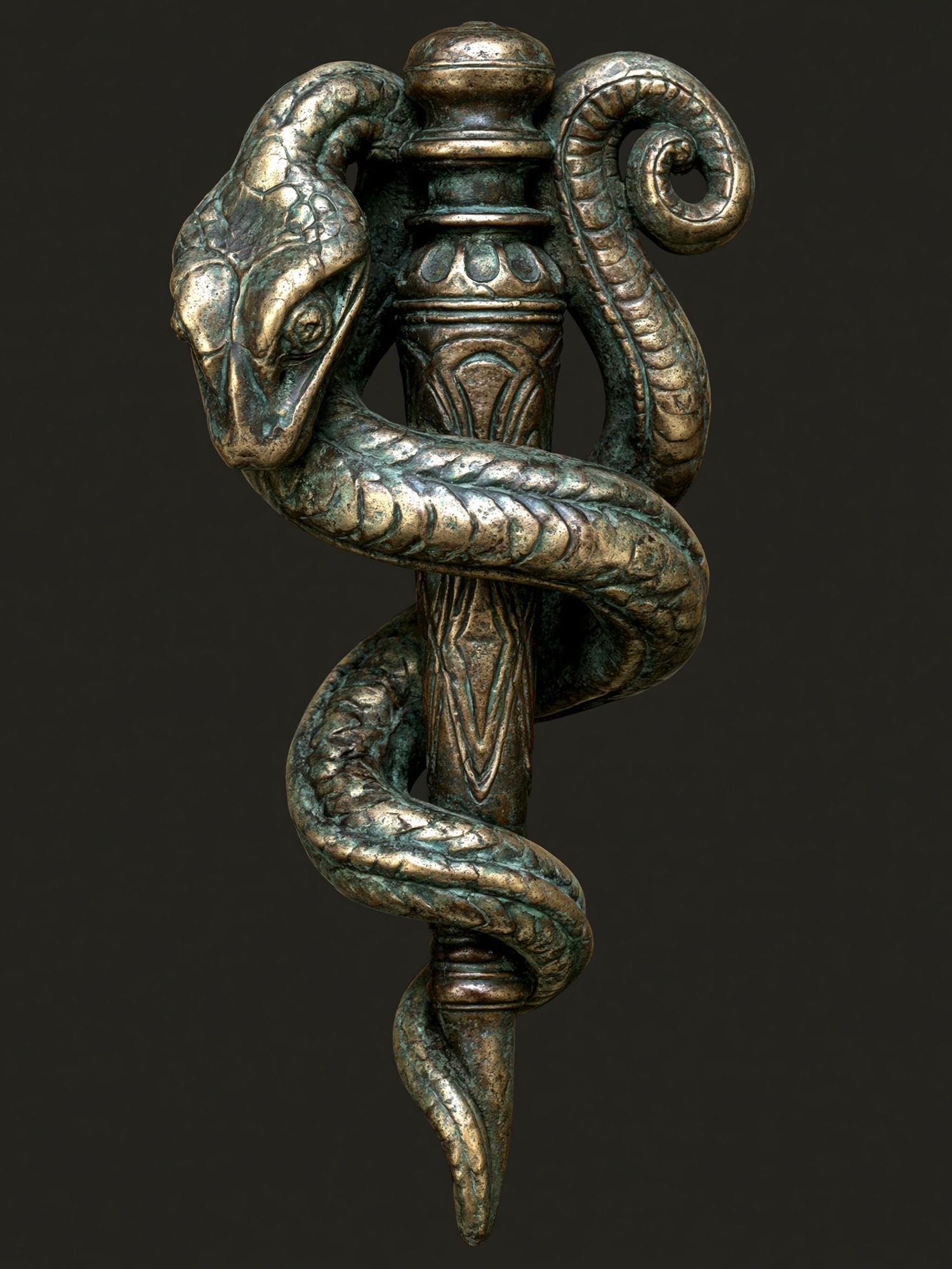 Serpent Staff Sculpture Poster. poster detail