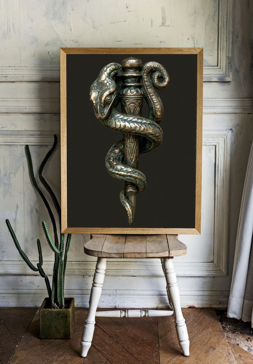 Serpent Staff Sculpture Poster. — room view 1