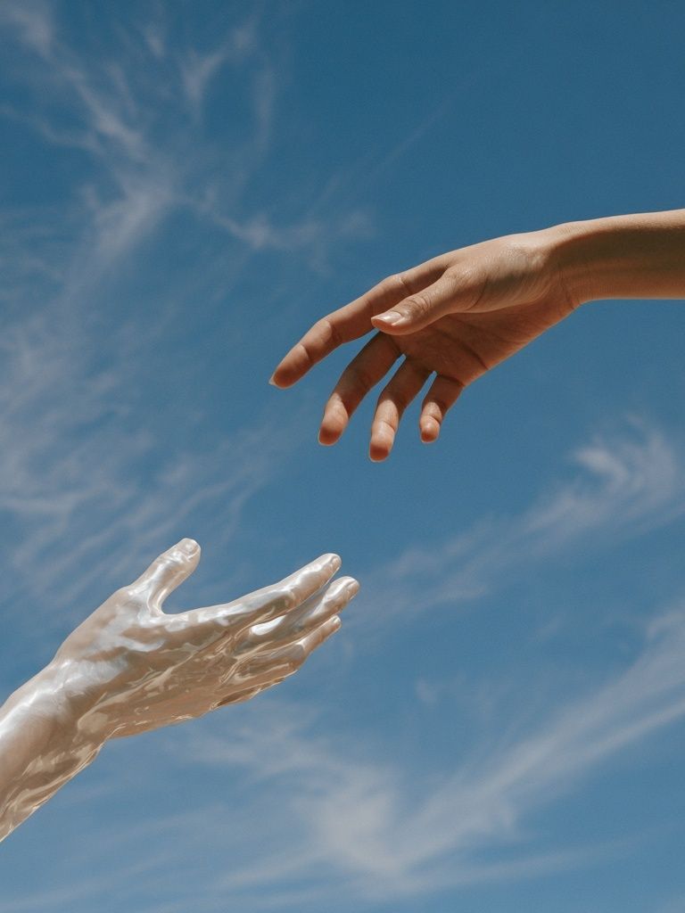 Reaching Hands Surrealism Print. poster detail