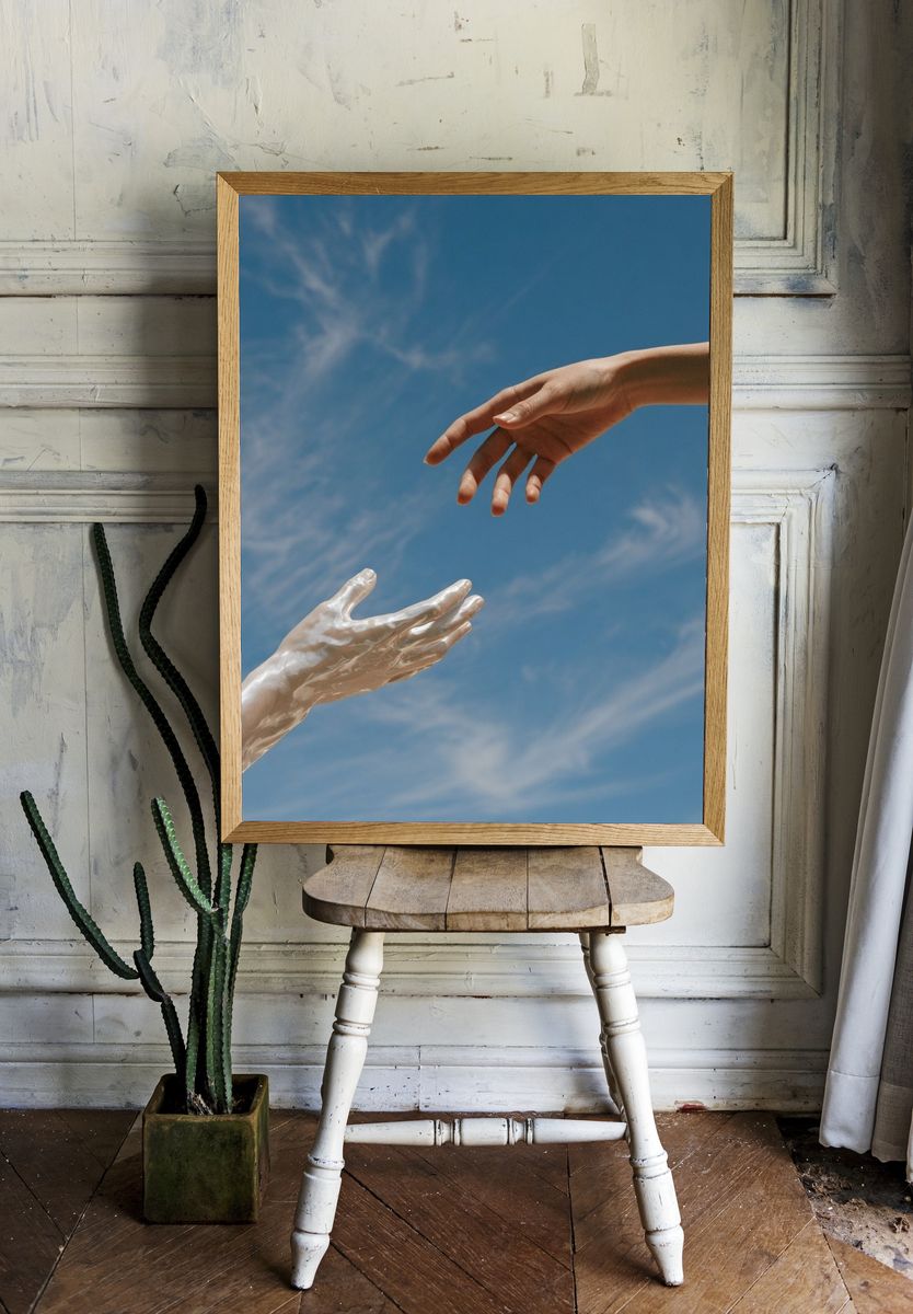 Reaching Hands Surrealism Print. — room view 1