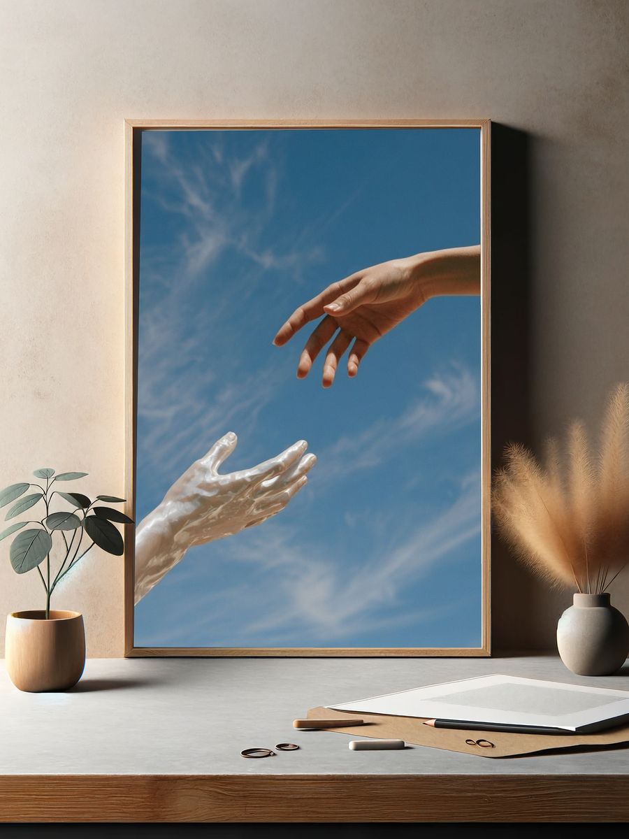 Reaching Hands Surrealism Print. — room view 2