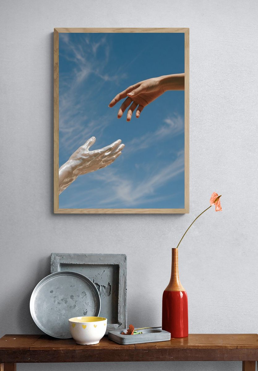 Reaching Hands Surrealism Print. — room view 3