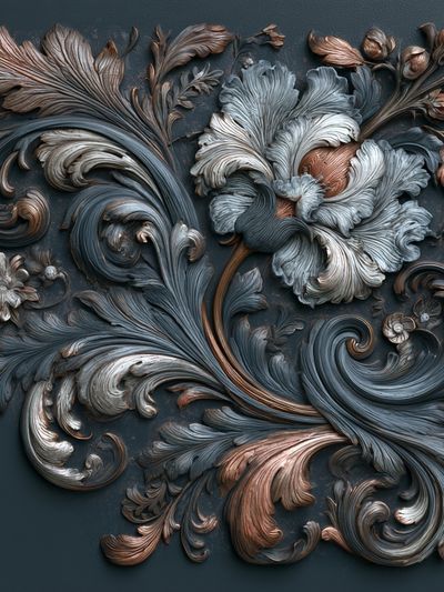 Baroque Floral Relief Poster. poster