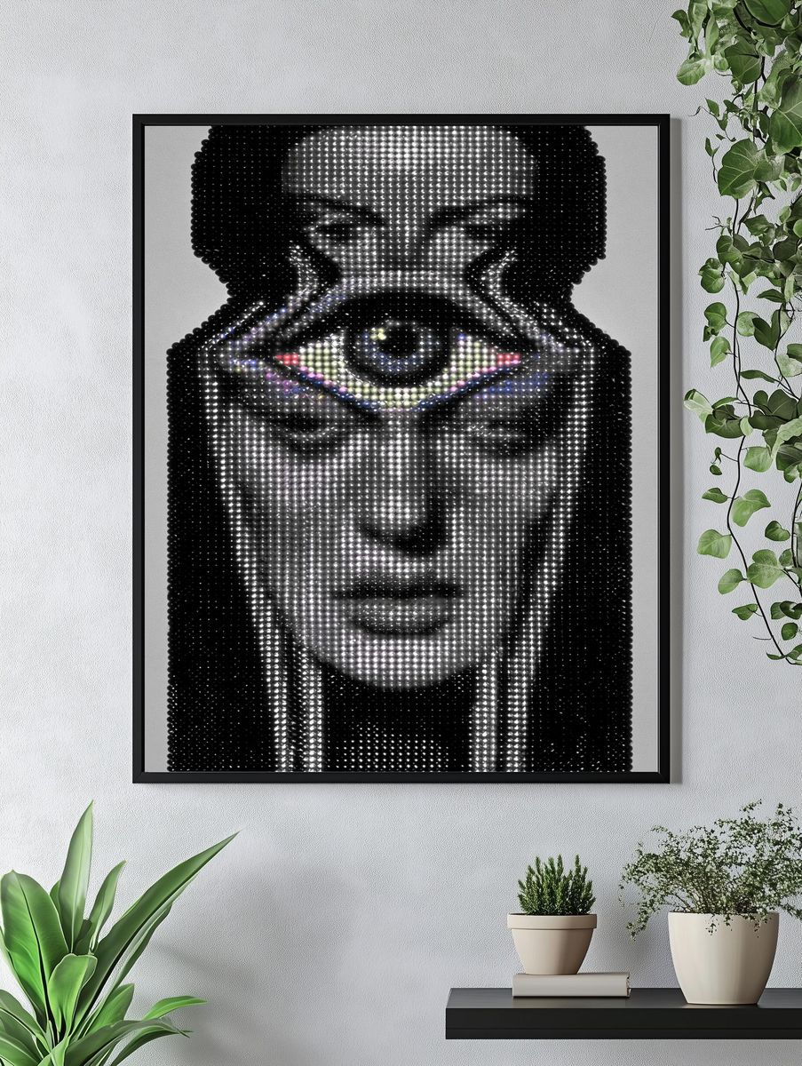Egyptian Pharaoh Beaded Portrait Print. — room view 4