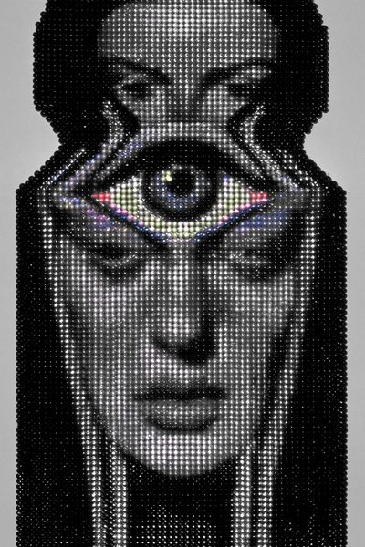 Egyptian Pharaoh Beaded Portrait Print. poster