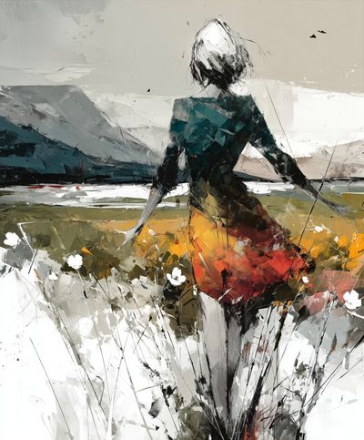 Abstract Woman in Landscape Print. poster print