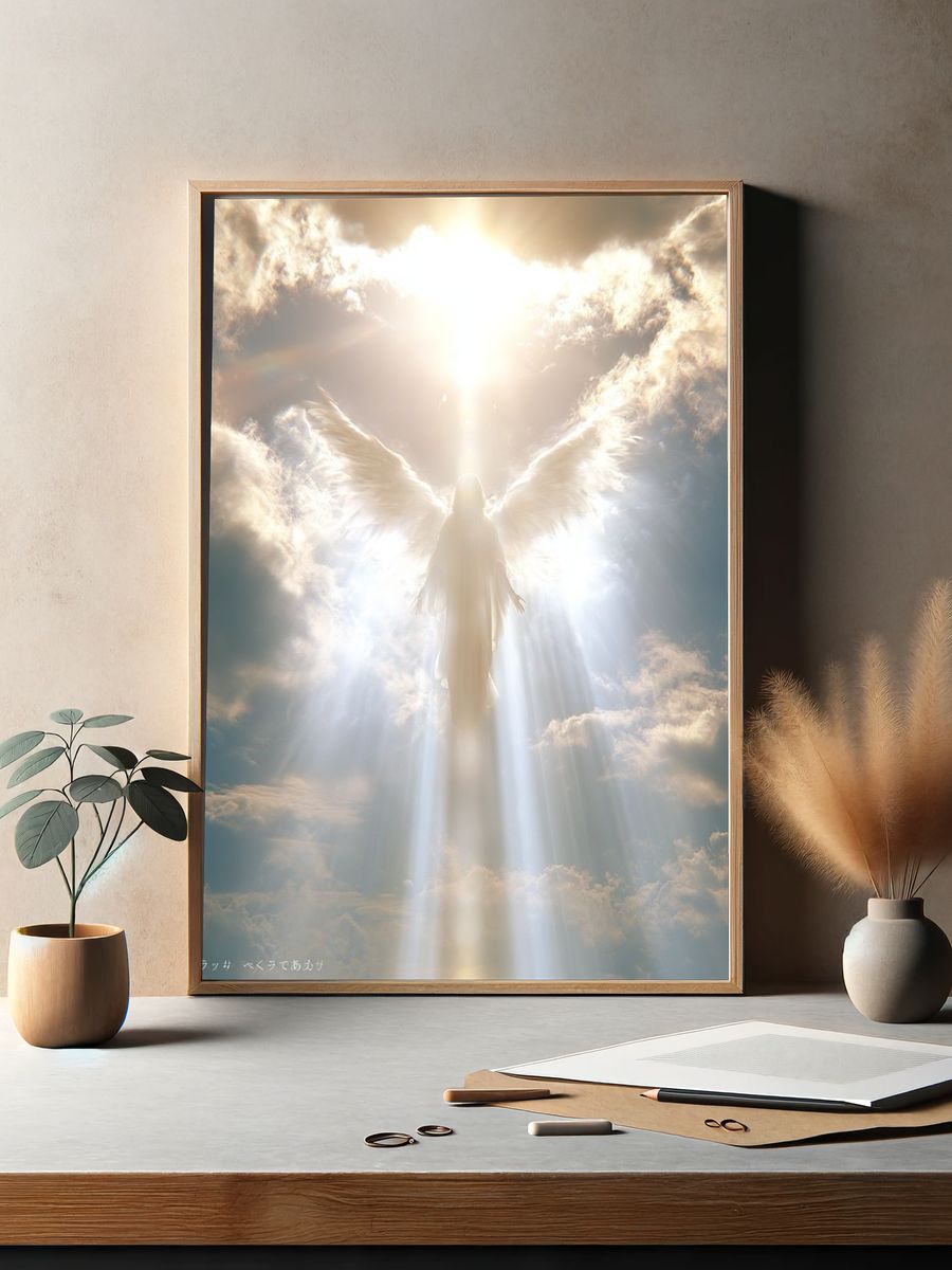 Celestial Angel in Clouds Poster. — room view 2