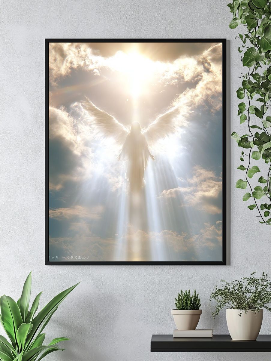 Celestial Angel in Clouds Poster. — room view 4