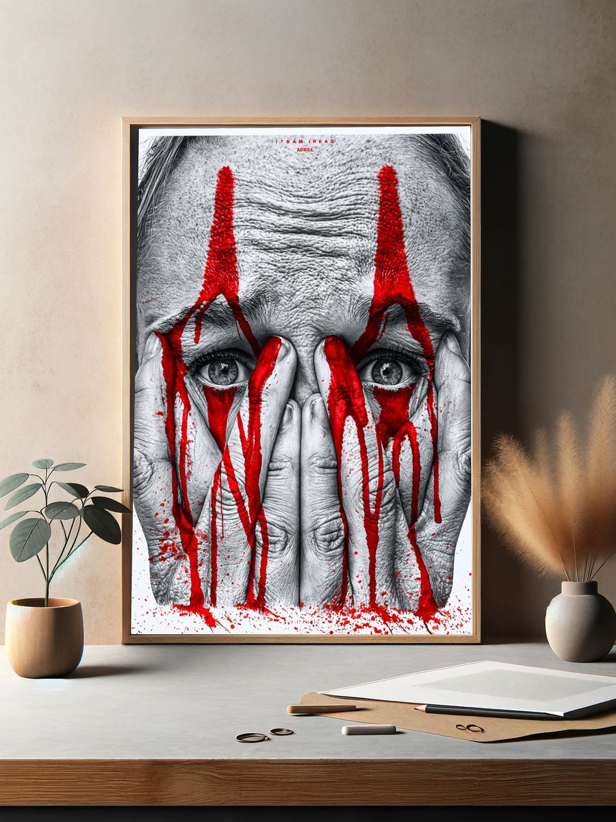 Red Paint Face Horror Print. — room view 2