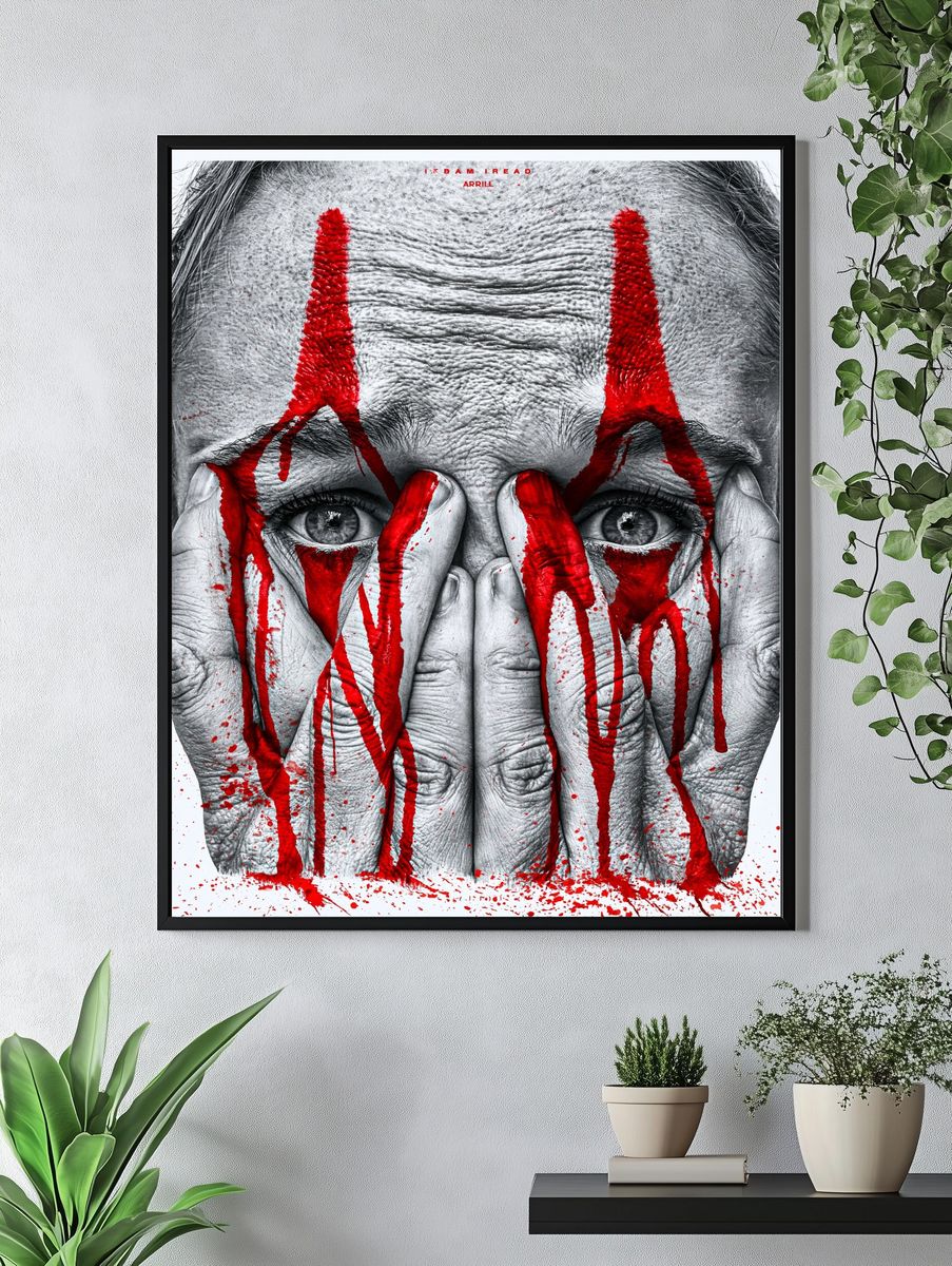 Red Paint Face Horror Print. — room view 4