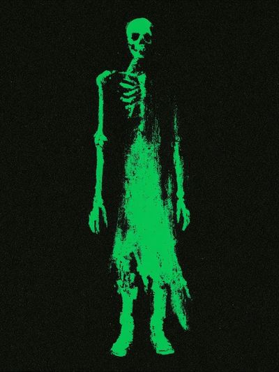 Neon Skeleton Figure Horror Print.