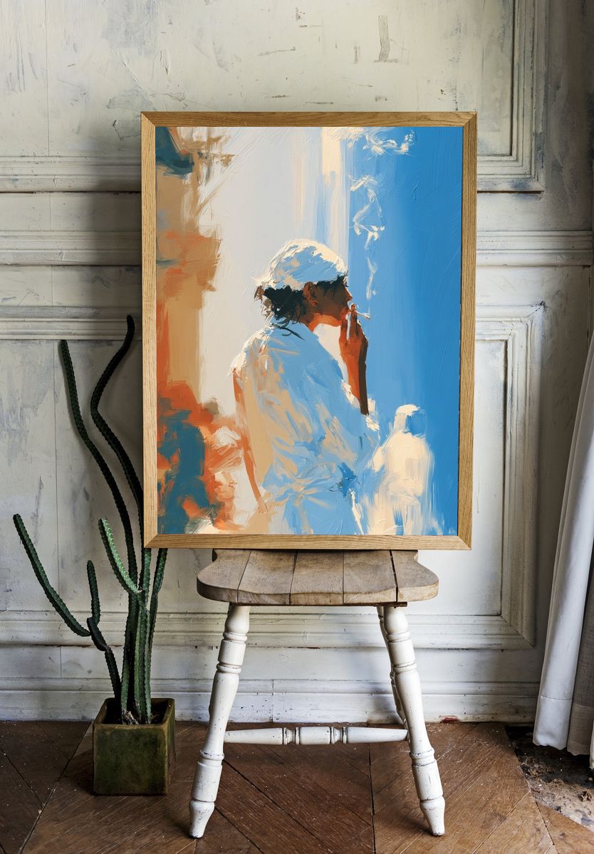 Smoky Figure in Blue — Fine-Art Print. room preview