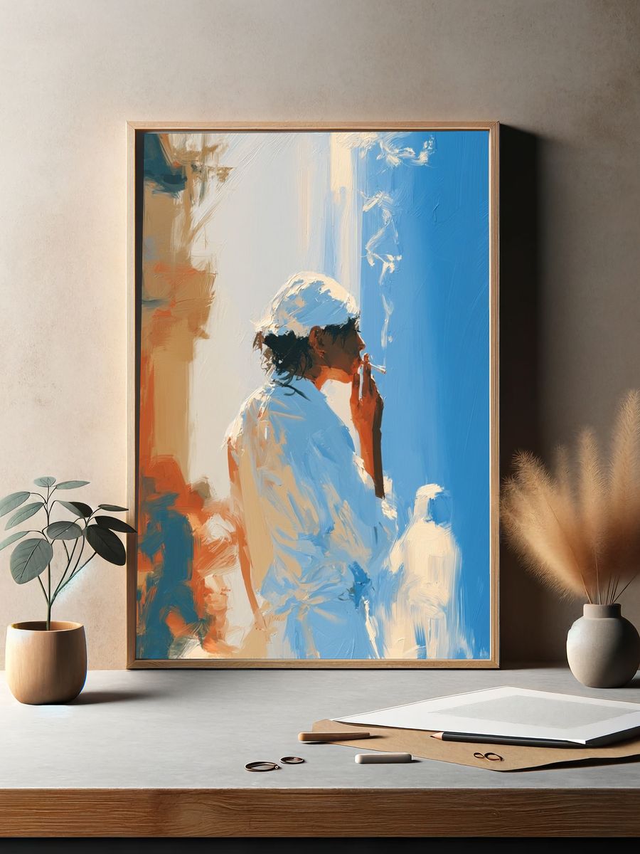 Smoky Figure in Blue — Fine-Art Print. — room view 2
