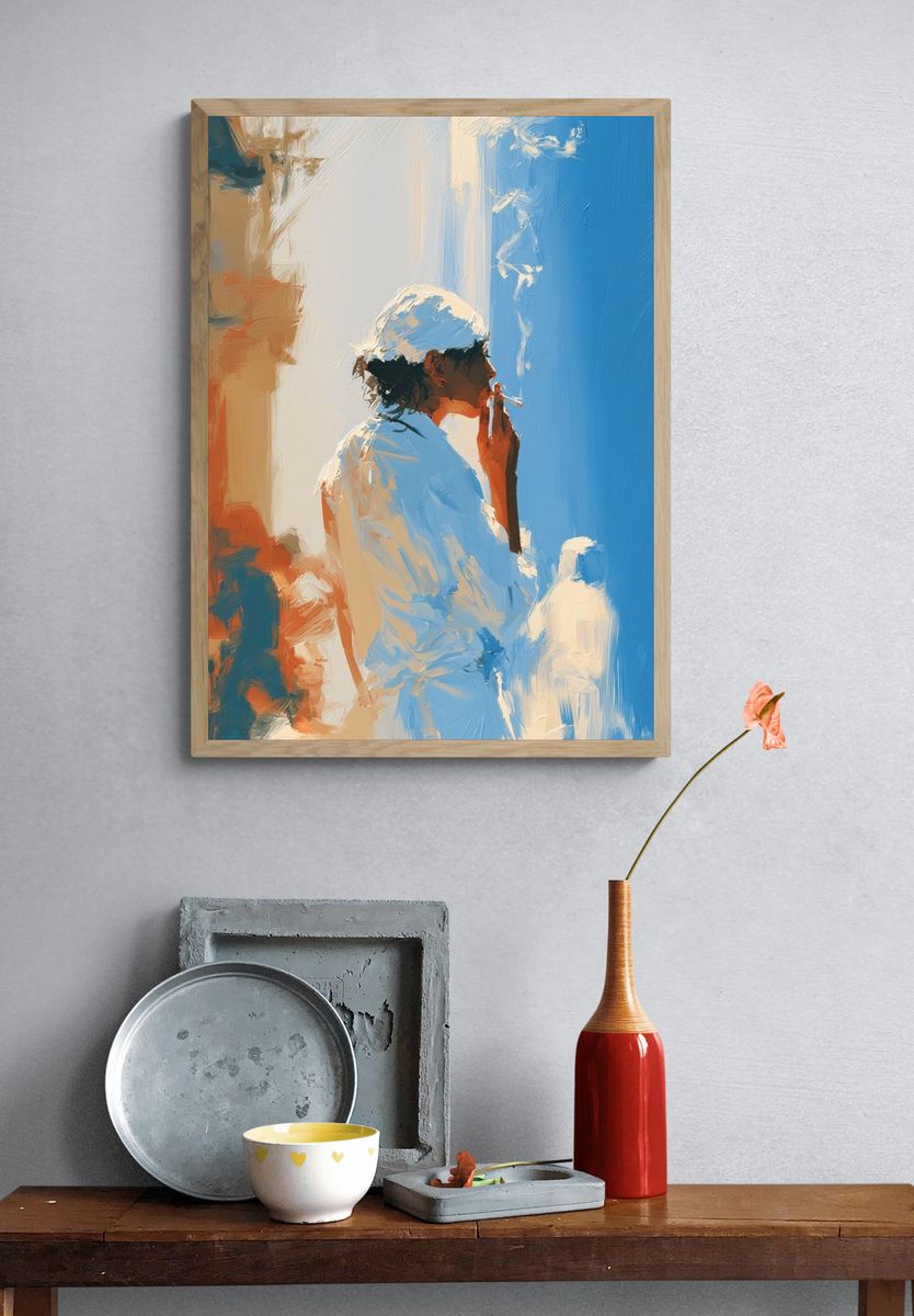 Smoky Figure in Blue — Fine-Art Print. — room view 3