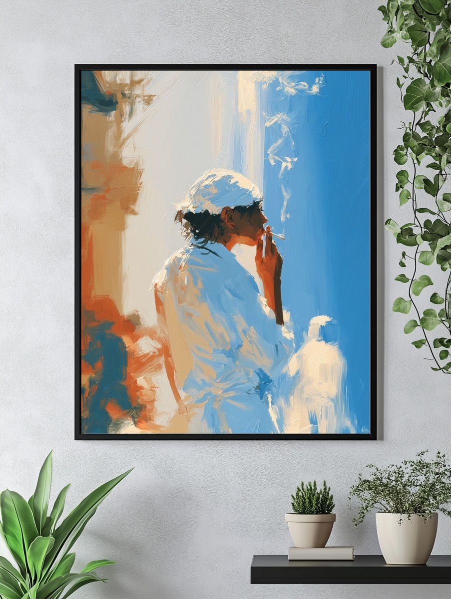 Smoky Figure in Blue — Fine-Art Print. — room view 4