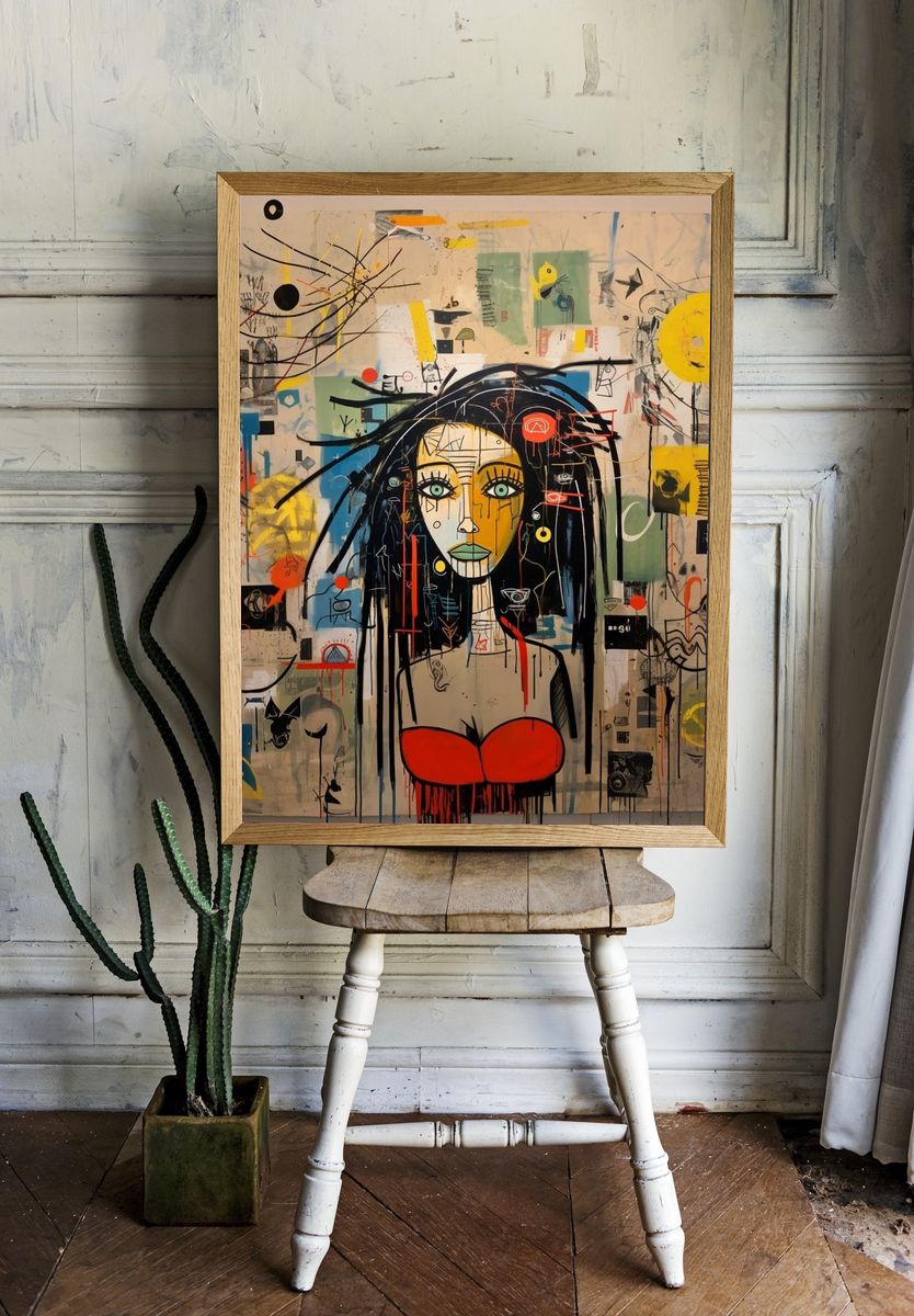 Graffiti Woman Portrait Poster. — room view 1