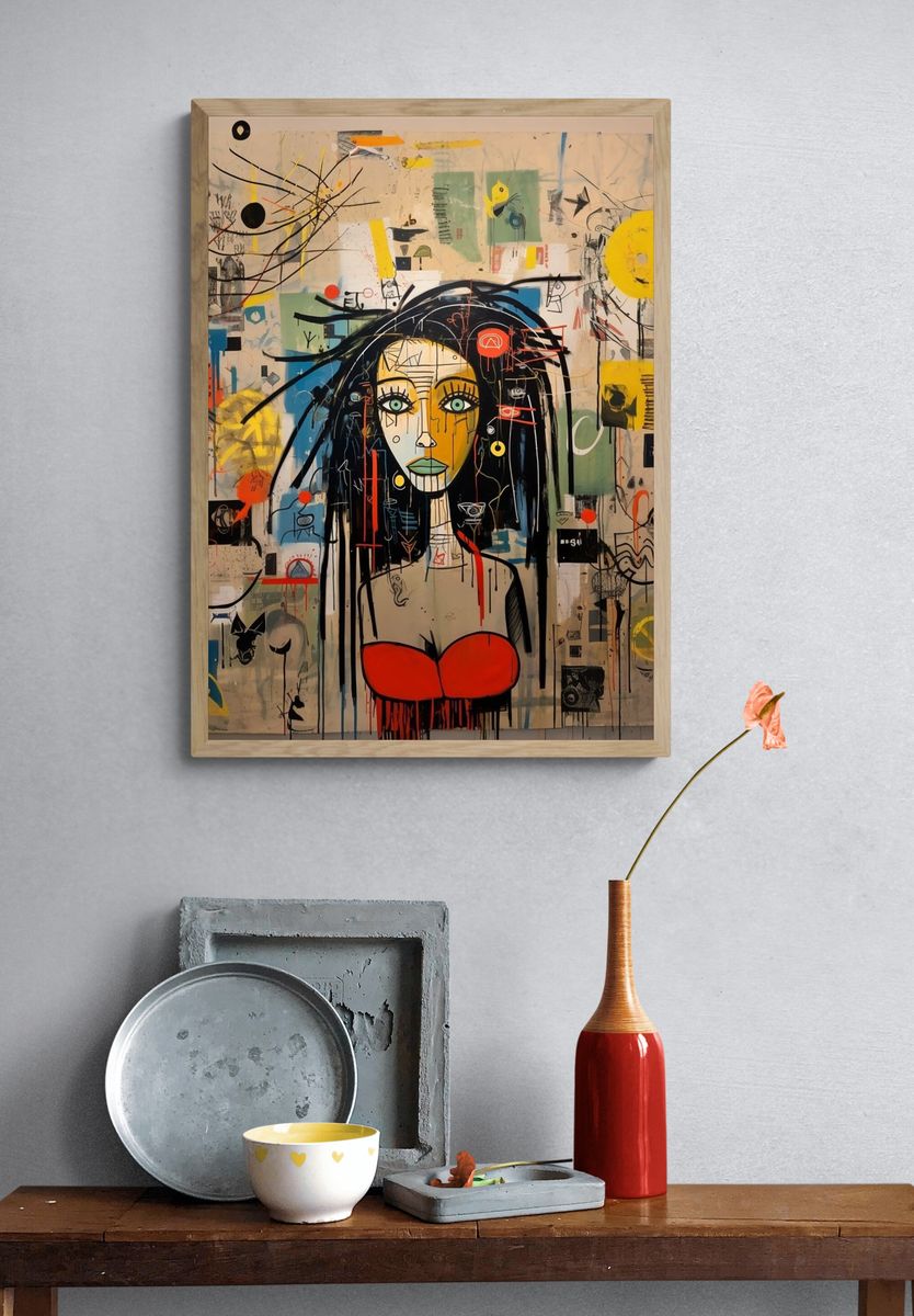 Graffiti Woman Portrait Poster. — room view 3