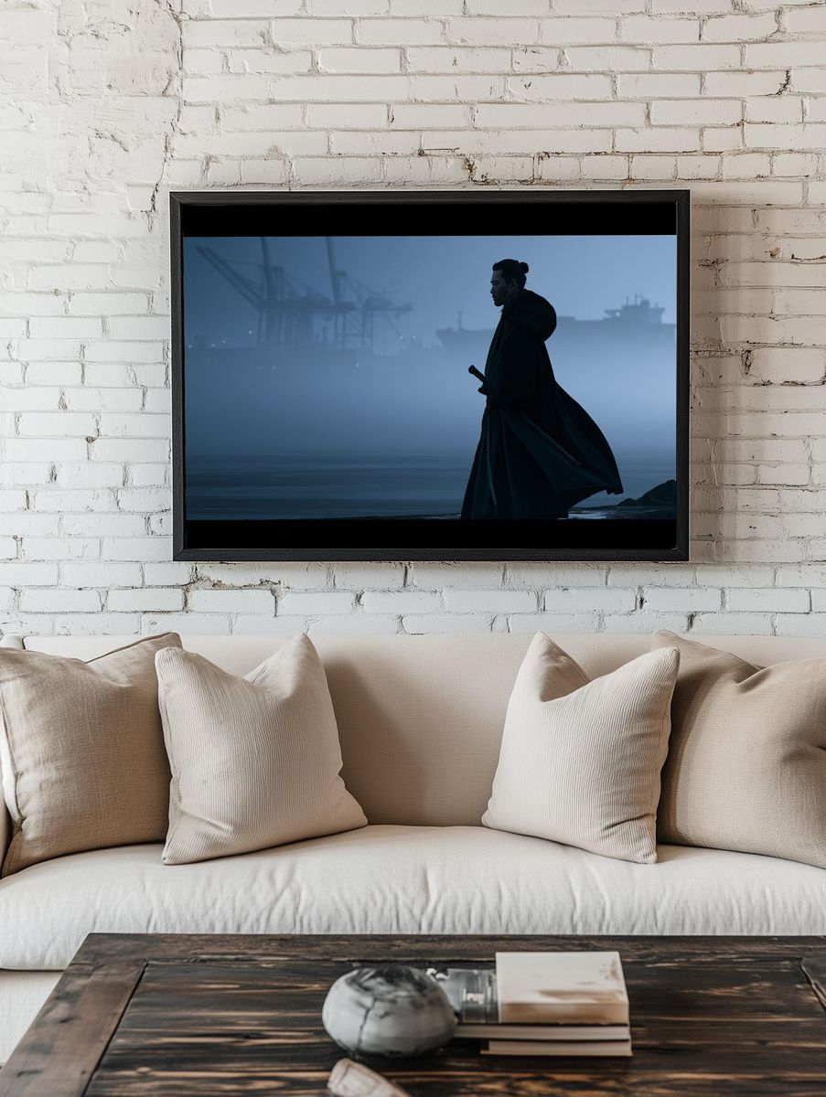Samurai Harbor Silhouette Poster. — room view 1