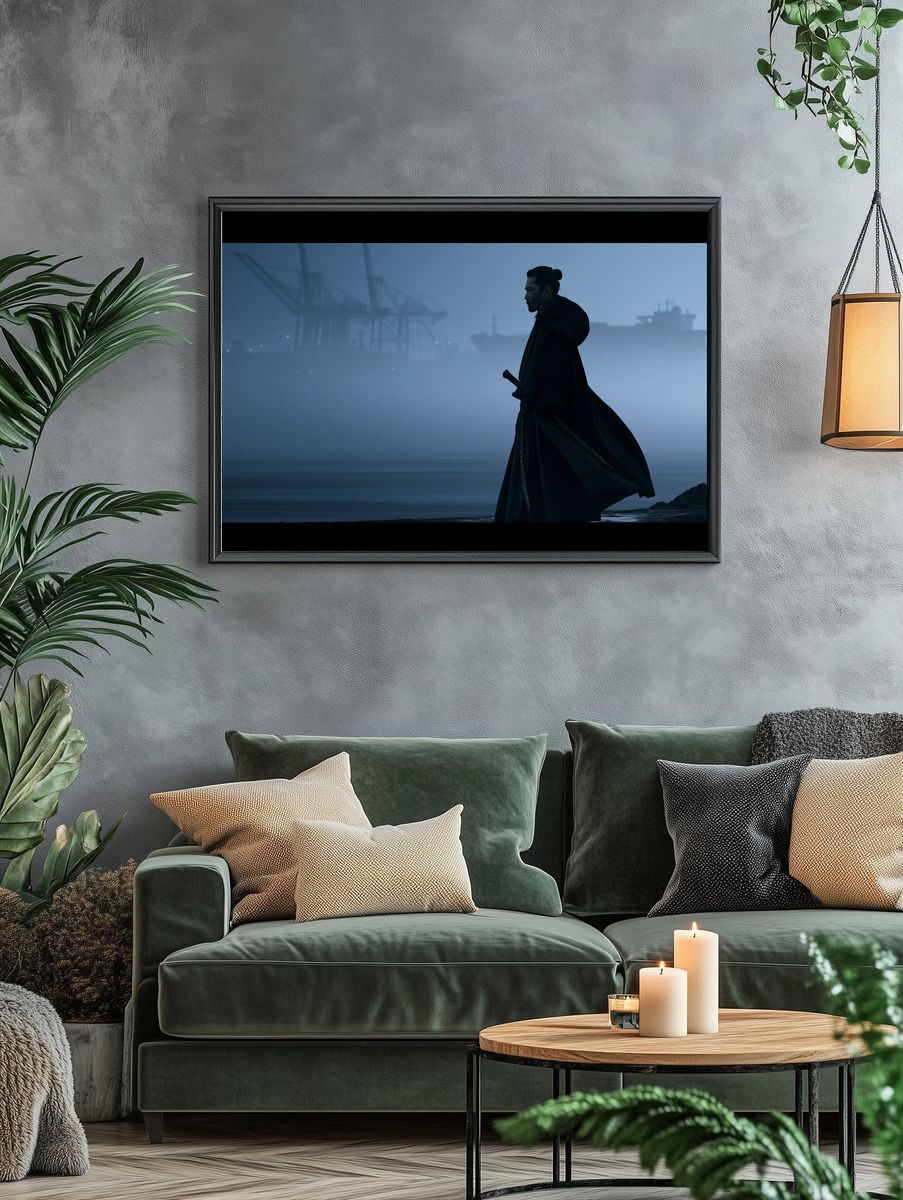 Samurai Harbor Silhouette Poster. — room view 4