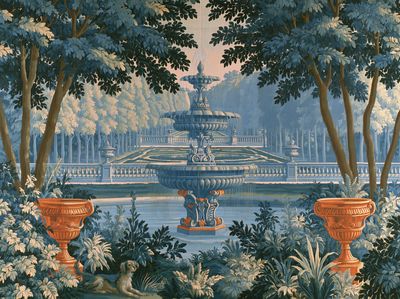 Formal Garden Fountain Print. poster