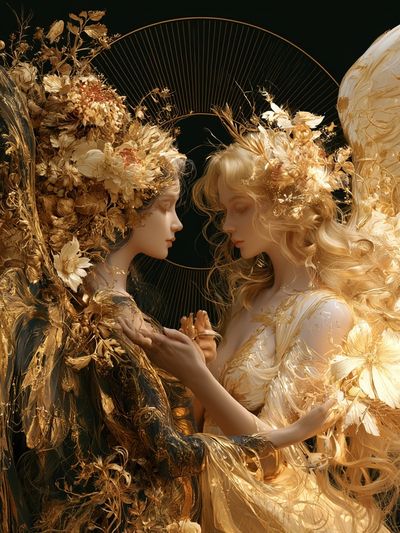 Golden Floral Duet Fine-Art Print.