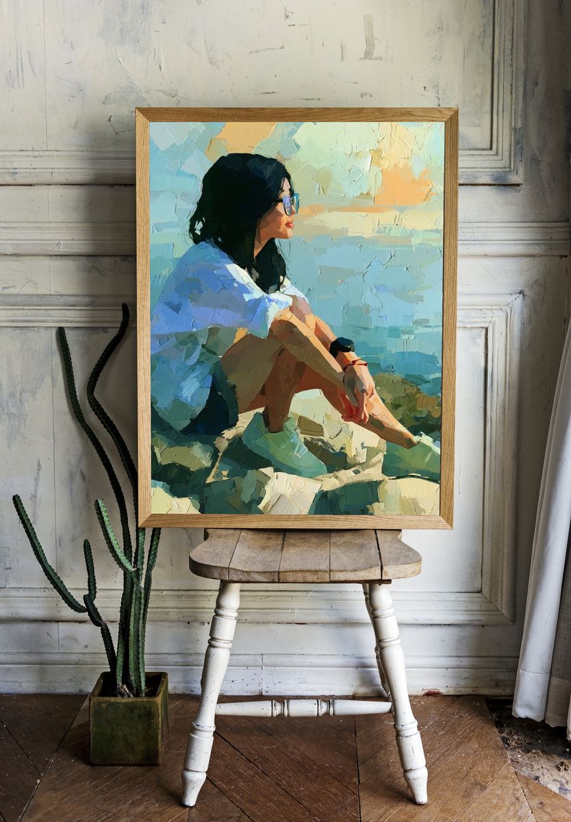 Seaside Woman Portrait Print. — room view 1