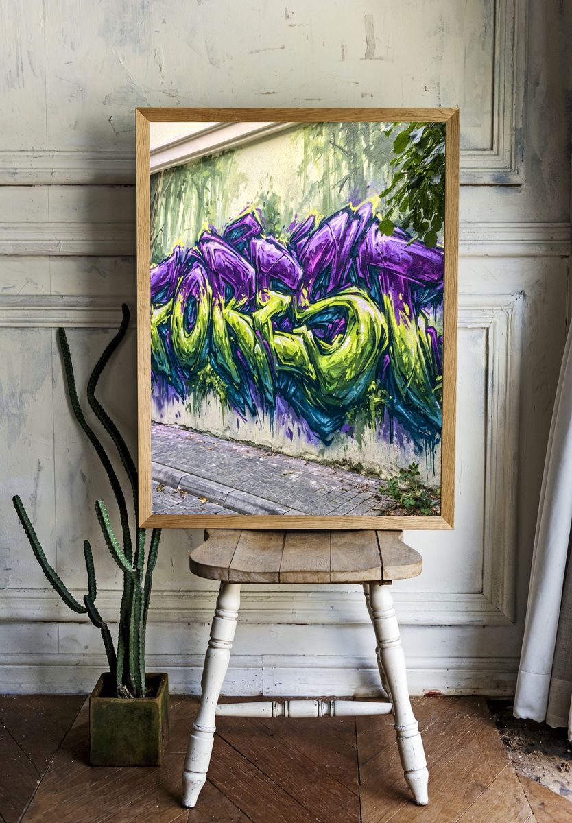 Neon Graffiti Abstract Print. room preview