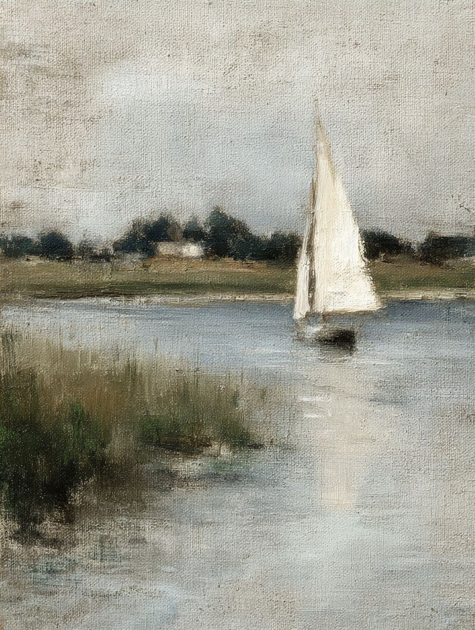Sailboat on Calm Water Print. poster — fine-art art
