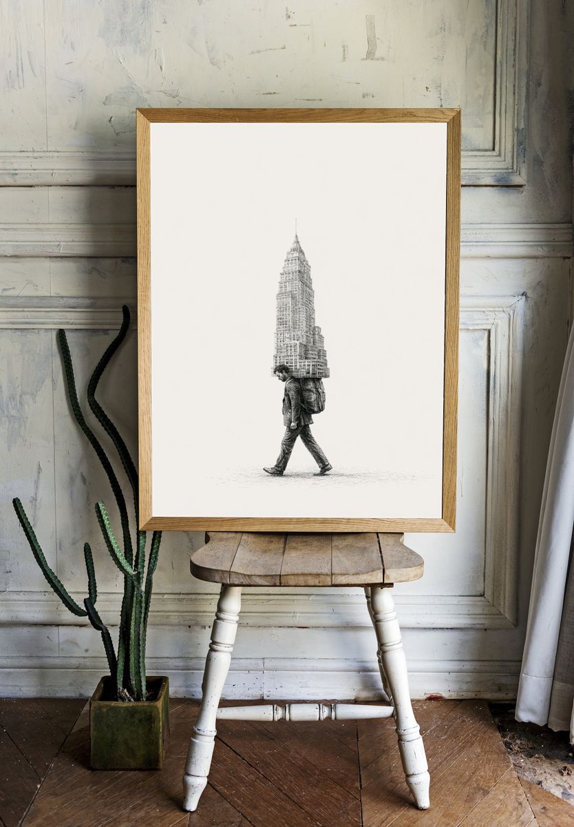 City Walker Surrealism Print. — room view 1