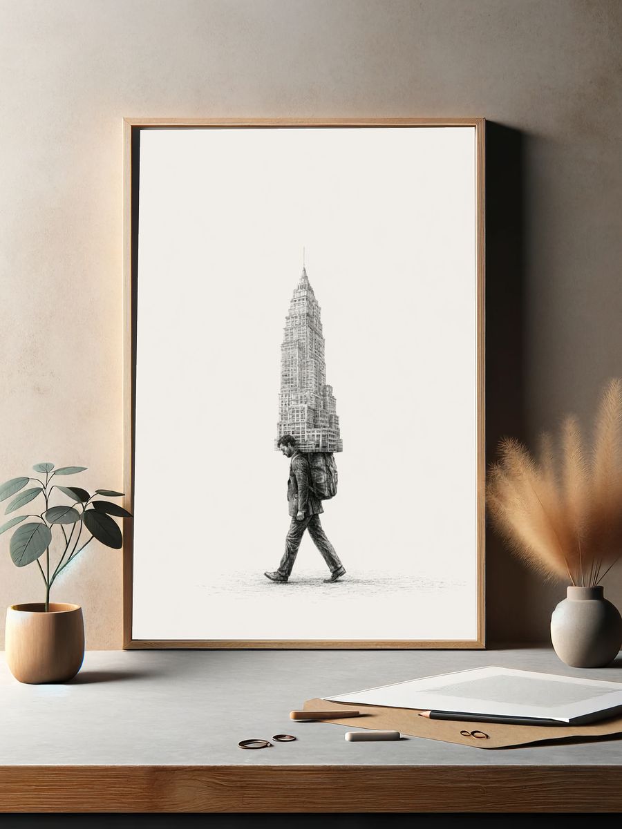 City Walker Surrealism Print. — room view 2