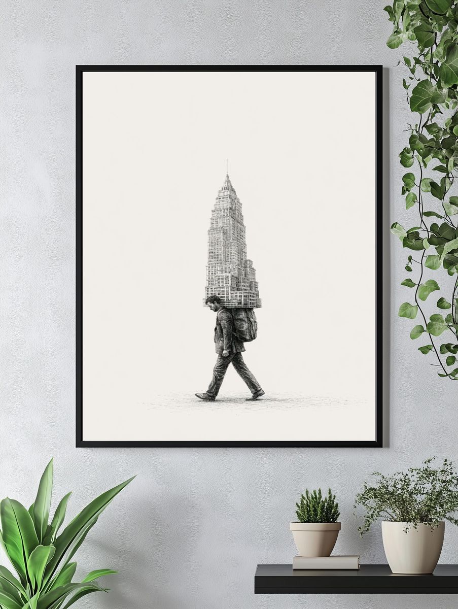 City Walker Surrealism Print. — room view 4