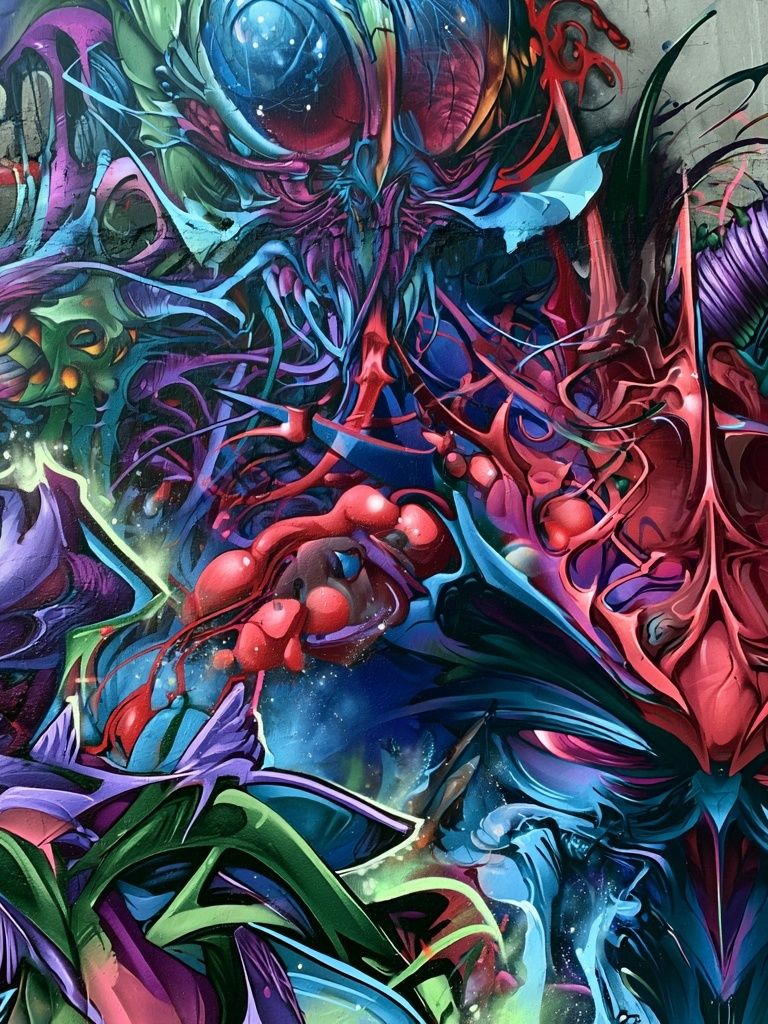 Neon Graffiti Mask Poster. poster detail