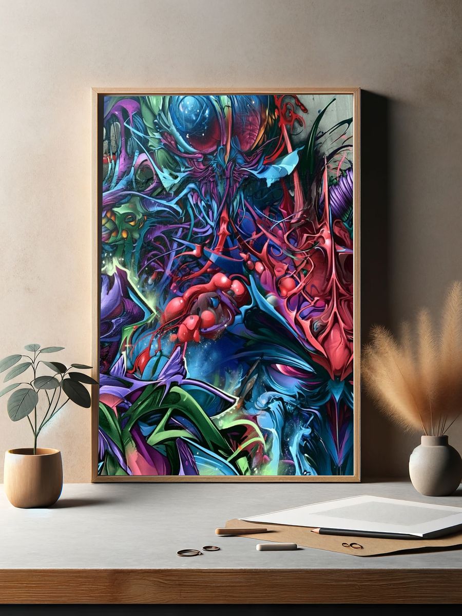 Neon Graffiti Mask Poster. — room view 2